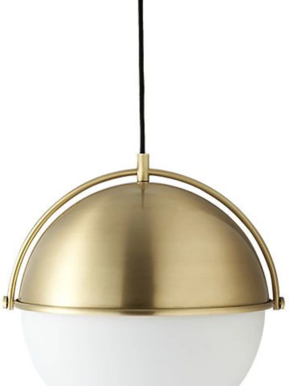 CB2 Brass Half-Globe Pendant in Gold and White